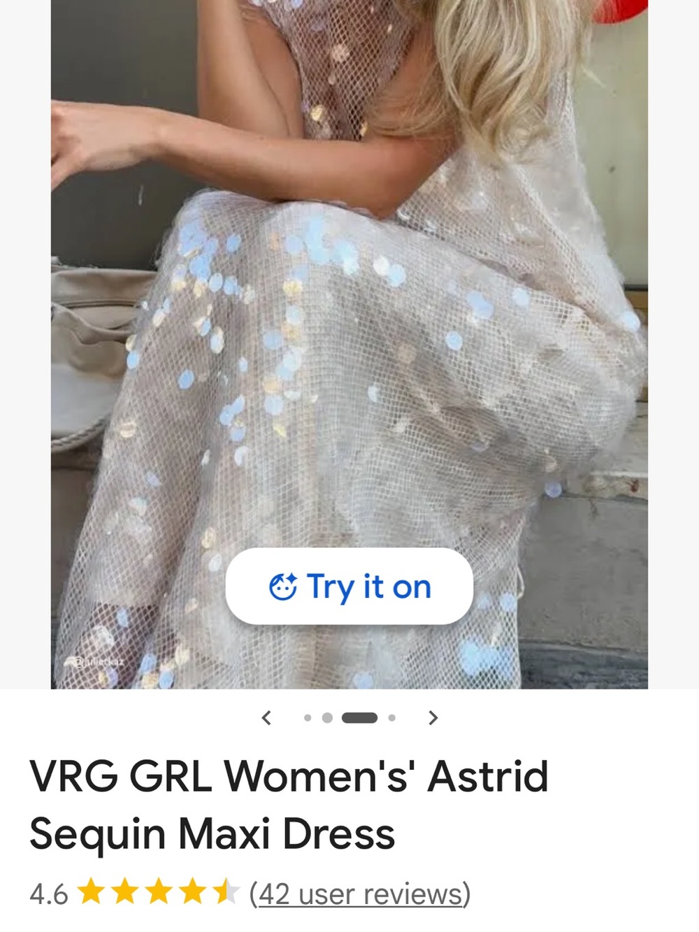VRG GRL Astrid Sequin Maxi Dress - Champagne Sequin NWOT